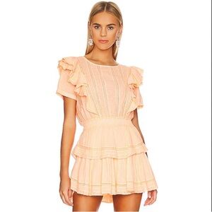 LoveShackFancy Natasha Cotton Ruffle Mini Dress Marigold Orange Size Medium